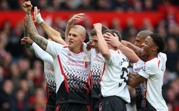 Liverpool's players celebrate with captain Steven Gerrard
