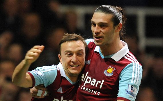 Mark Noble Andy Carroll West Ham United Hull City EPL 03262014