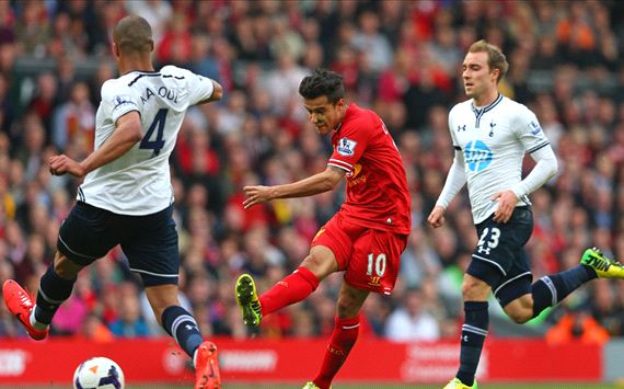 Philippe Coutinho Liverpool Tottenham Hotspur EPL 03302014