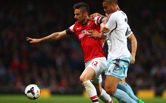 Olivier Giroud Winston Reid Arsenal West Ham United EPL 04152014