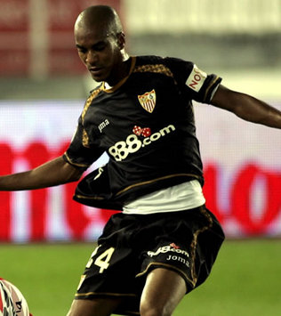 Midfielder Konko in action for Sevilla.