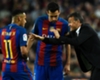 Luis Enrique instructs Sergio Busquets and Neymar Luis Enrique instructs Sergio Busquets and Neymar