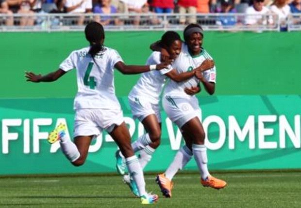 Courtney celebrates a goal for Nigeria