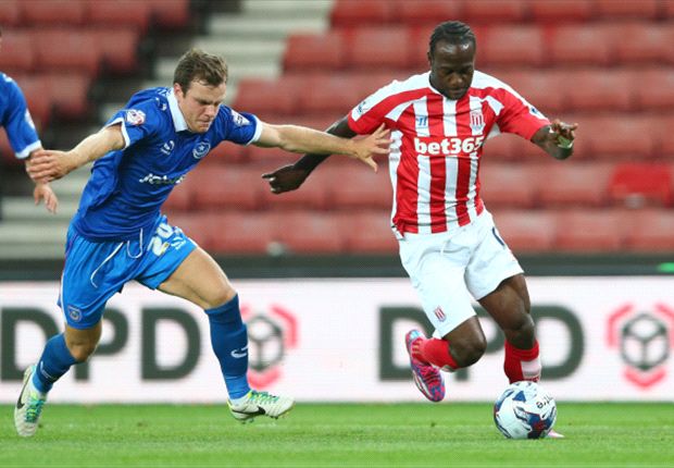 Victor Moses playing for Stoke City