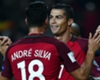 Cristiano Ronaldo celebrates with Andre Silva