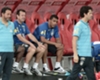 Dunga and members of the Brazil staff during a training session in Singapore