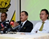 Malaysian FA secretary-general Hamidin Amin (middle) and Malaysia head coach Ong Kim Swee (right) Malaysian FA secretary-general Hamidin Amin (middle) and Malaysia head coach Ong Kim Swee (right)