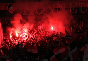 Flares were let off throughout the game