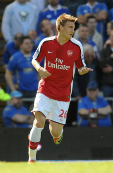 EPL: Nicklas Bendtner, Portsmouth v Arsenal (PA)