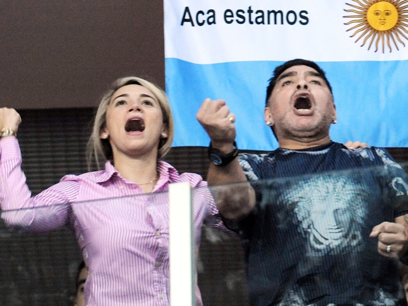 Maradona's girlfriend scores first-ever goal - with her hand!