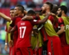 Portugal celebrate before Nani's goal is ruled out
