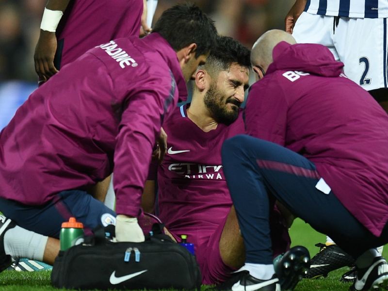 Gundogan goes off injured in Manchester City's Carabao Cup match