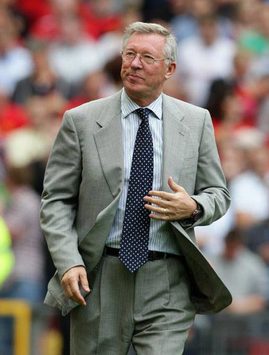 Manchester United manager Sir Alex Ferguson is all smiles after picking up the first points of the season at home to Blackburn Rovers