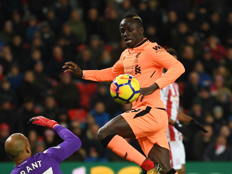 Liverpool's Mane ends Premier League goal drought against Stoke City