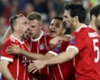 Bayern Munich celebrate their opening goal against Sevilla