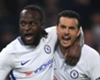 Victor Moses celebrates a Chelsea goal with Pedro