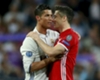 Real Madrid's Cristiano Ronaldo and Robert Lewandowski of Bayern Munich. Real Madrid's Cristiano Ronaldo and Robert Lewandowski of Bayern Munich.