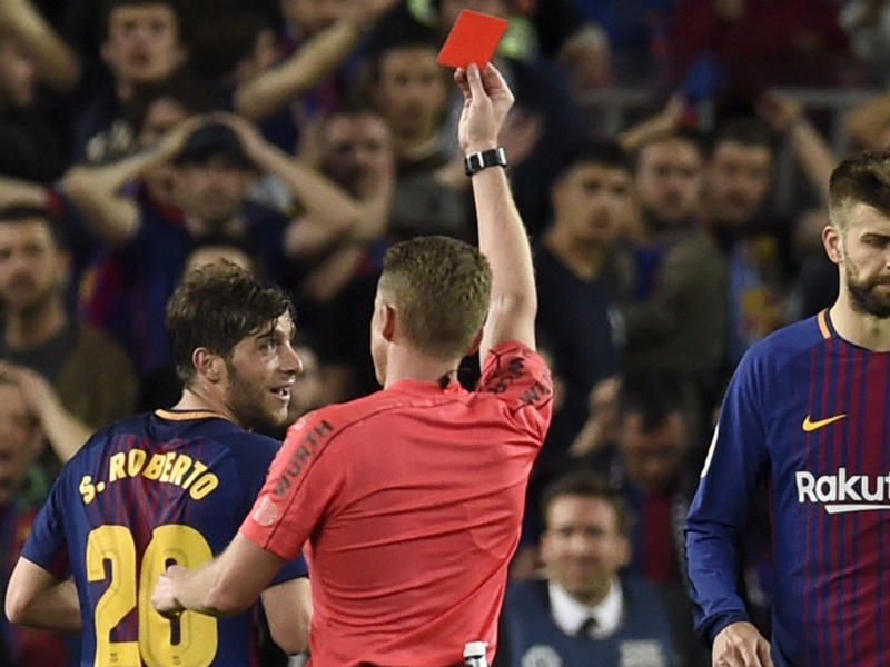 Even Messi gets in on the act as Sergi Roberto sees red in fiery Clasico