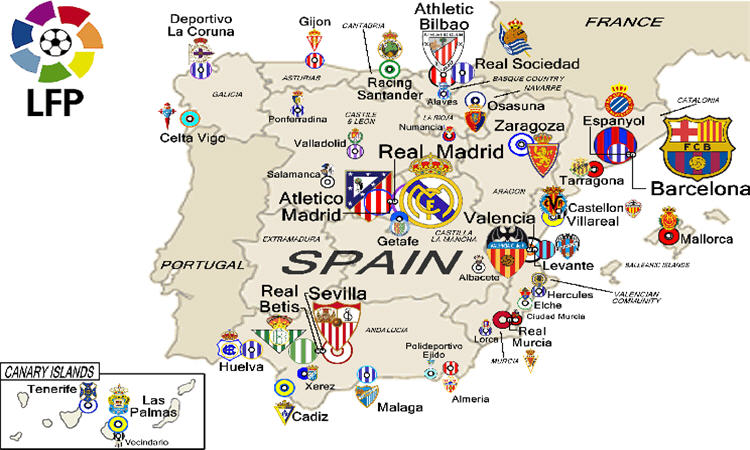 La Liga Map,spain