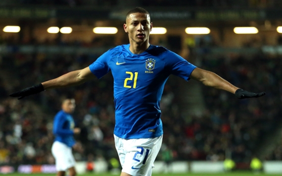 Richarlison celebrates for Brazil