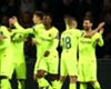 Barcelona players celebrate against PSV