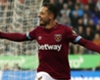 West Ham's Javier Hernandez celebrates opening the scoring at Newcastle