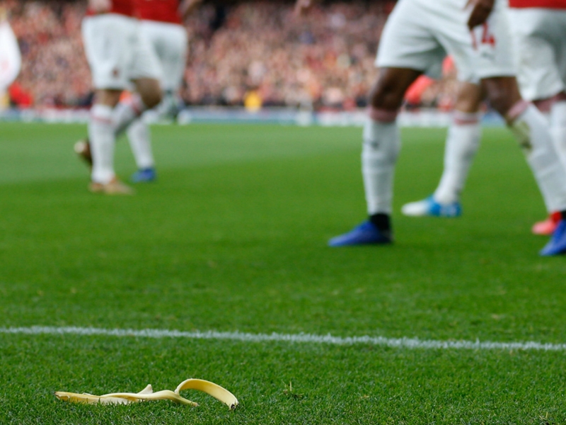 Supporter arrested after throwing banana on pitch following Aubameyang north London derby goal