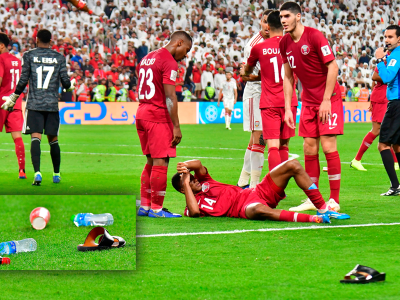 WATCH: UAE fans throw shoes and bottles at Qatar players after Asian Cup elimination