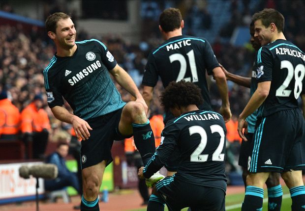 Aston Villa 1-2 Chelsea: Ivanovic the hero for Mourinho's men