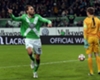 Wolfsburg striker Bas Dost celebrates a goal Wolfsburg striker Bas Dost celebrates a goal