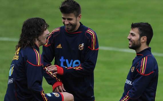 Carles Puyol, Gerard Pique, Cesc Fabregas, Spain (Getty Images)